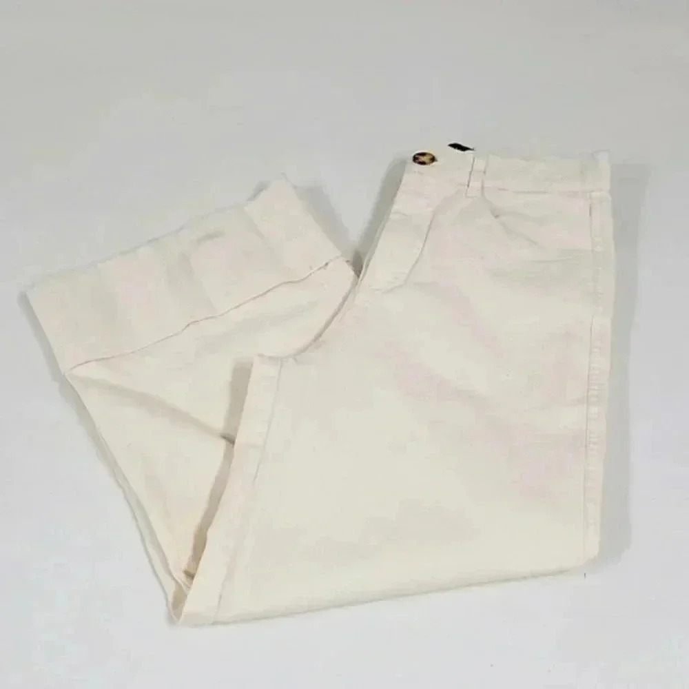 Zara Cropped Flare Jeans in Beige